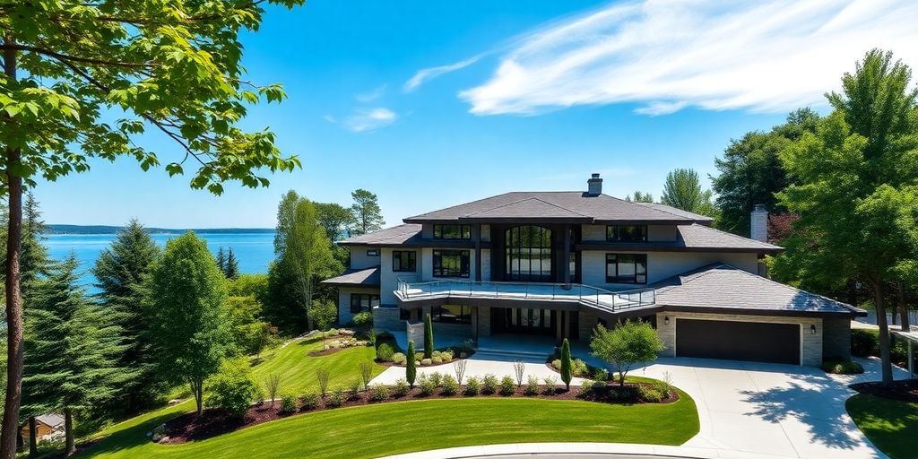 Custom home with lush surroundings in Wasaga Beach.