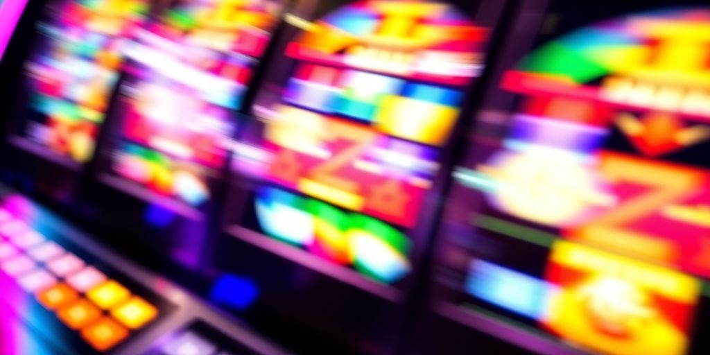 Spinning slot machine reels.