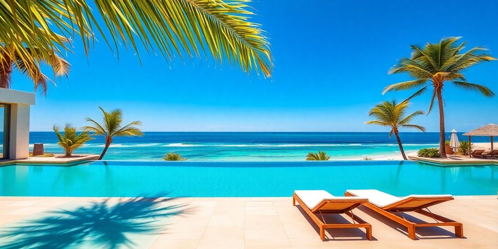 Luxurious Cabo villa with infinity pool overlooking calm turquoise ocean.