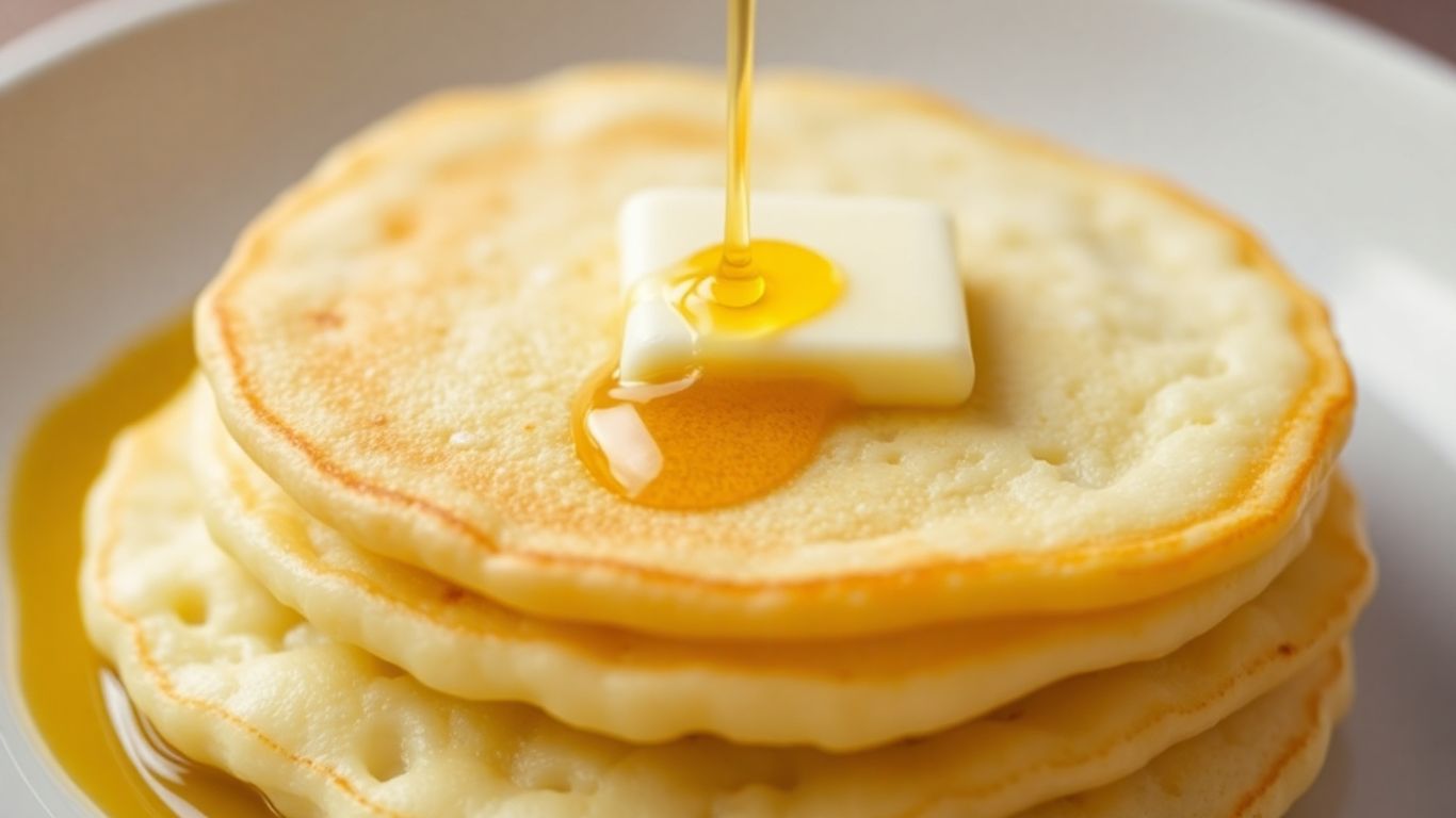 Fluffy Japanese pancake with syrup and melting butter.