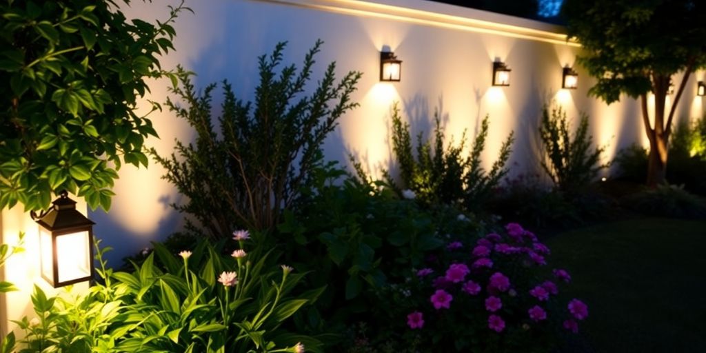 Stylish exterior wall lighting in a garden setting.