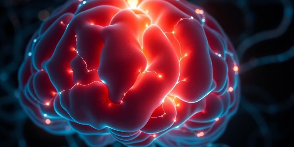 Brain reward pathways glowing, connecting to a distant, hazy goal.