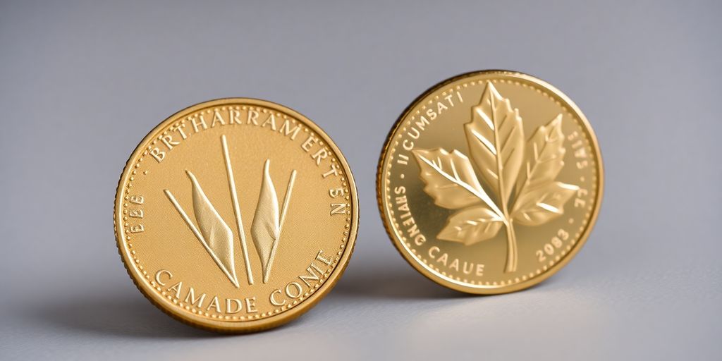 Pièces d'or Krugerrand et Maple Leaf