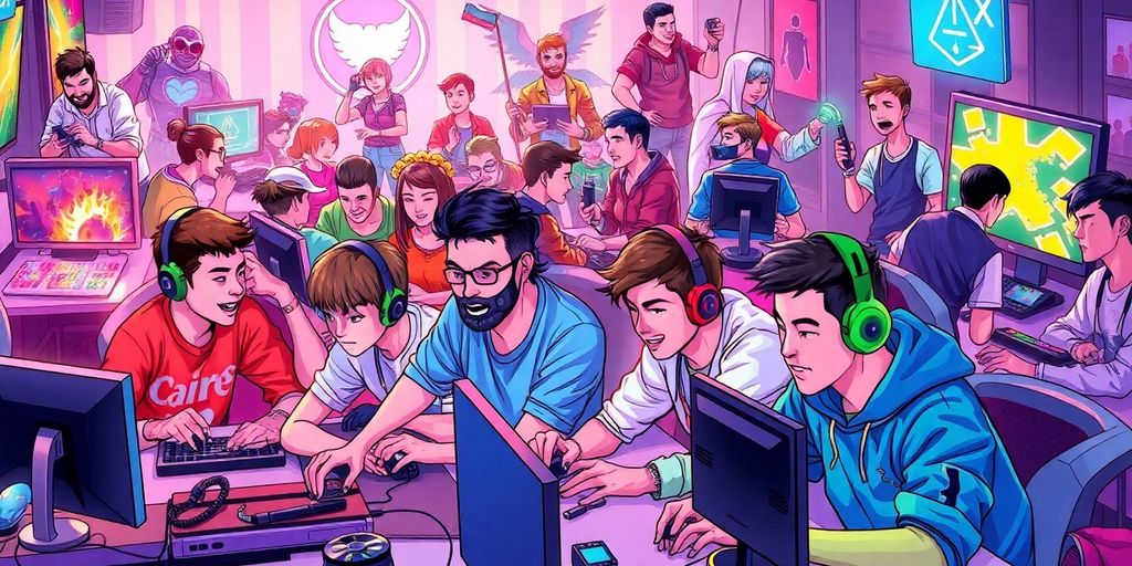 Diverse gamers enjoying different gaming experiences together.