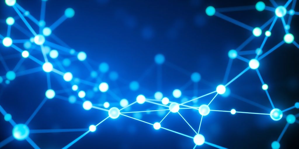 Blockchain network connecting digital assets.