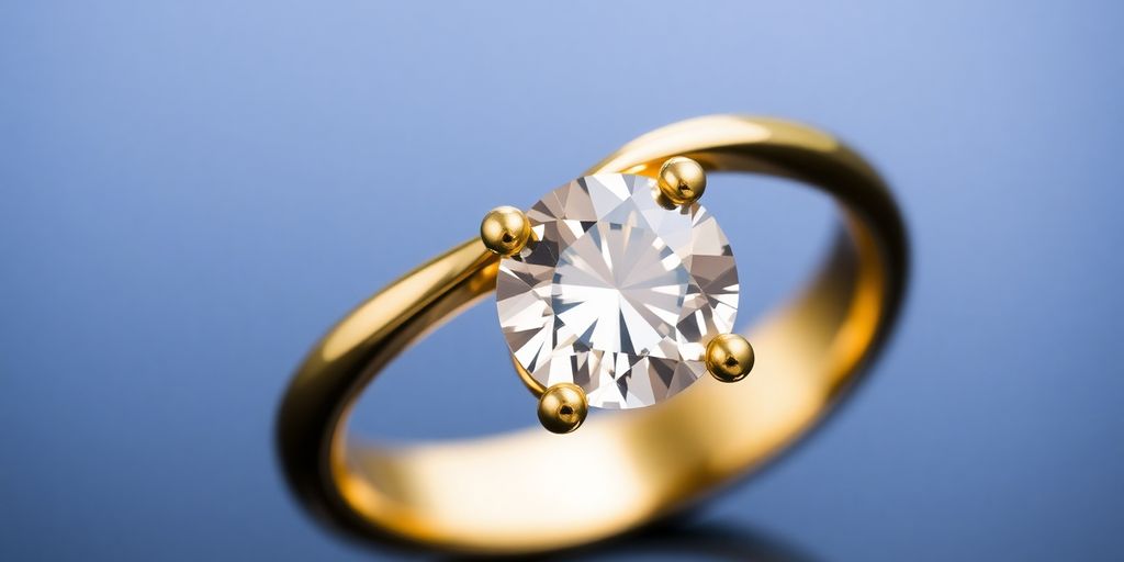 Bague en or avec pierre précieuse étincelante.