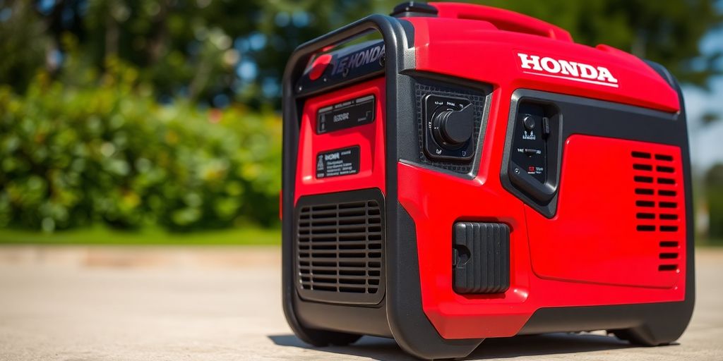 Honda EU2200i generator, outdoor setting.
