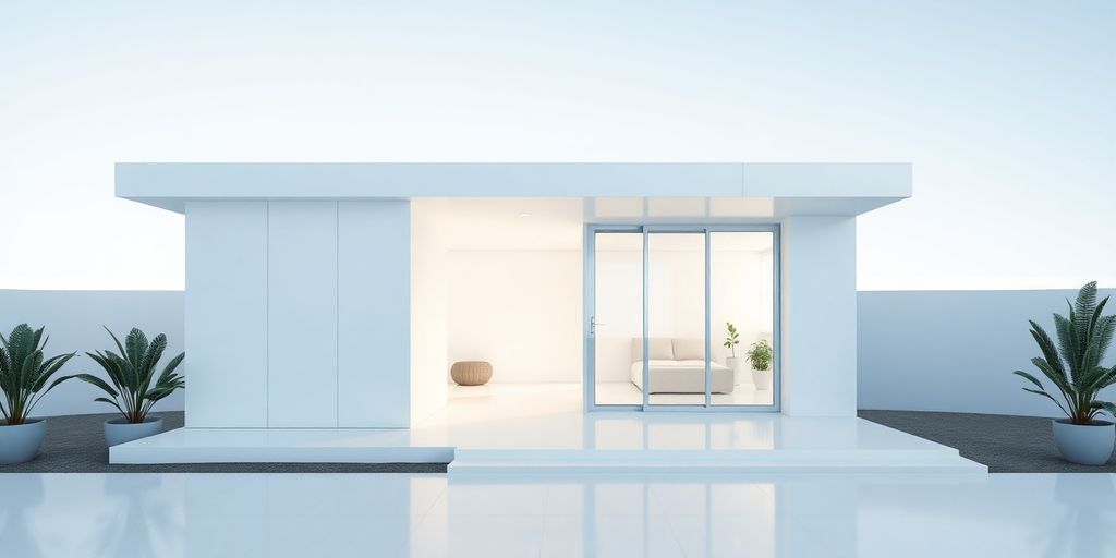 Modern prefab home with PU sandwich panels in sleek design.
