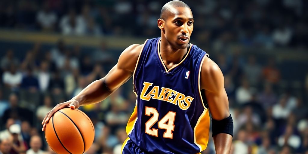Kobe Bryant dribbling a basketball during a game.