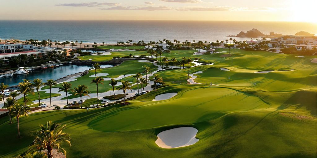 Golf course in Cabo San Lucas with ocean view.