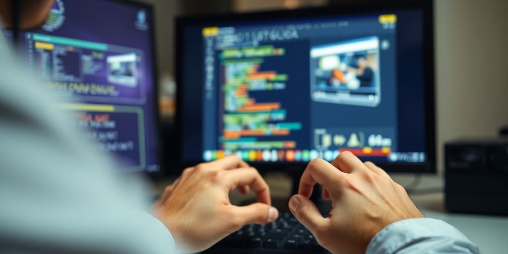 Technician remotely accessing a computer screen.