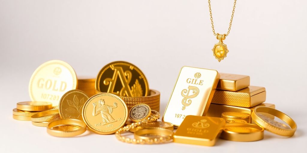 Différentes formes d'or d'investissement en exposition.
