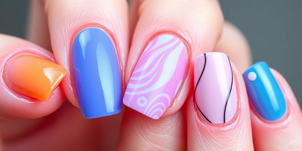 Imagem de unhas coreanas com designs artísticos e elegantes.