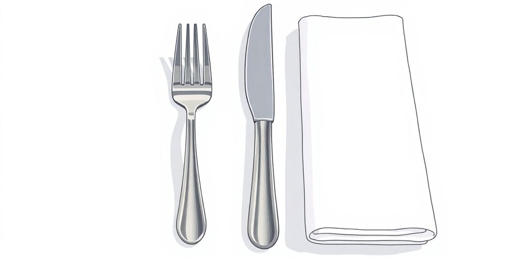 Polished silverware, folded napkin, elegant dining setting