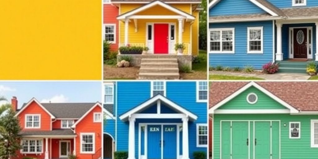 Colorful house exteriors with vibrant paint.