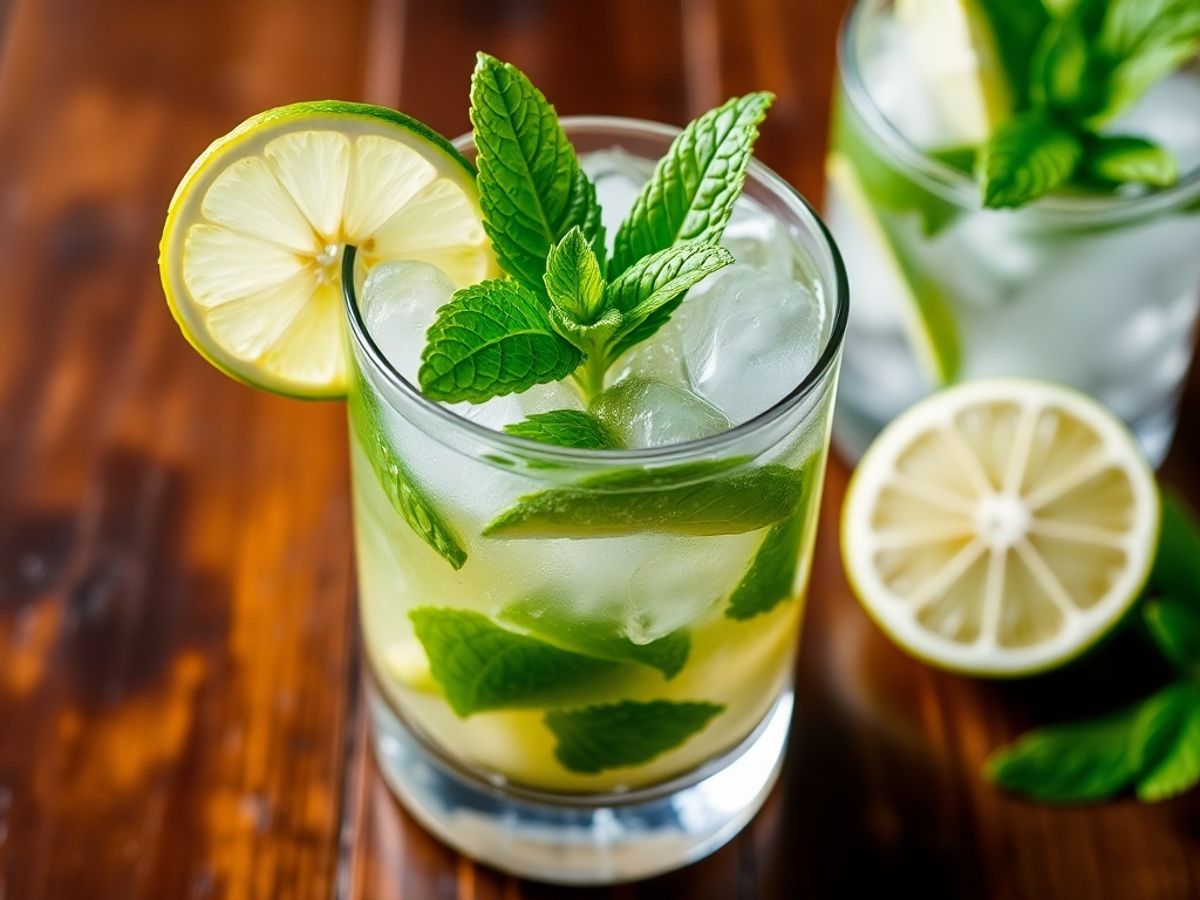 Mojito cocktail med mynte og lime.