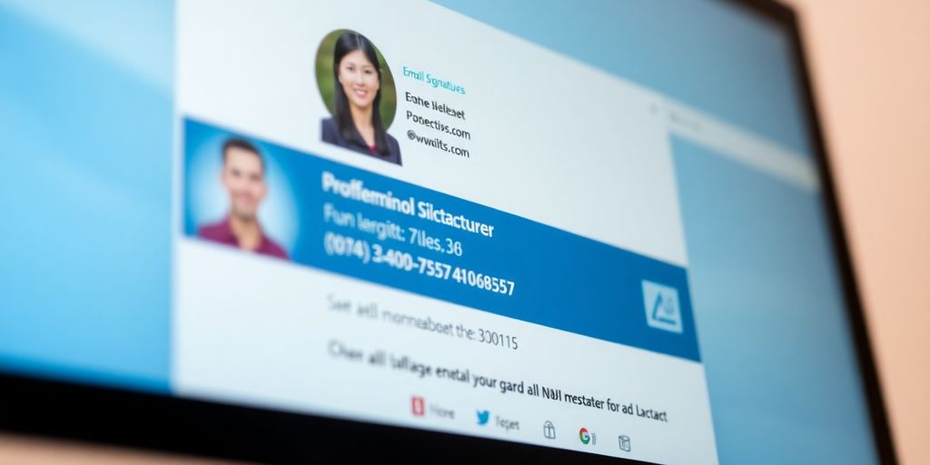 Stylized email signature on a screen.