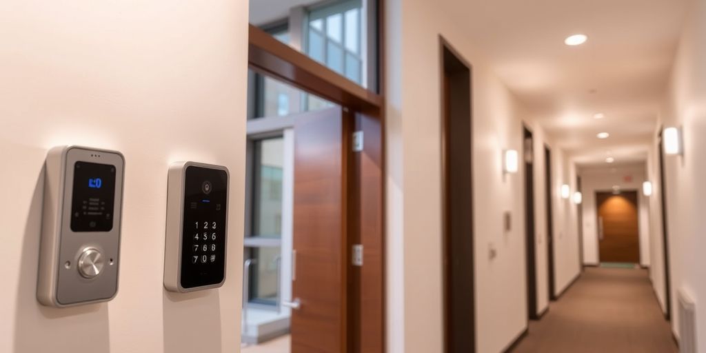Modern apartment with wireless intercom systems installed