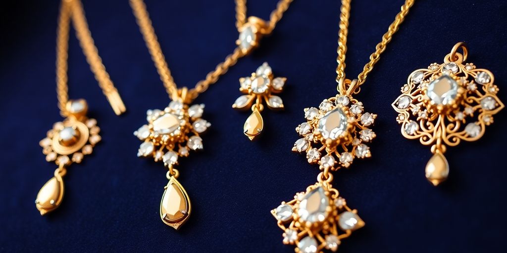 Bijoux en or sur un fond en velours.