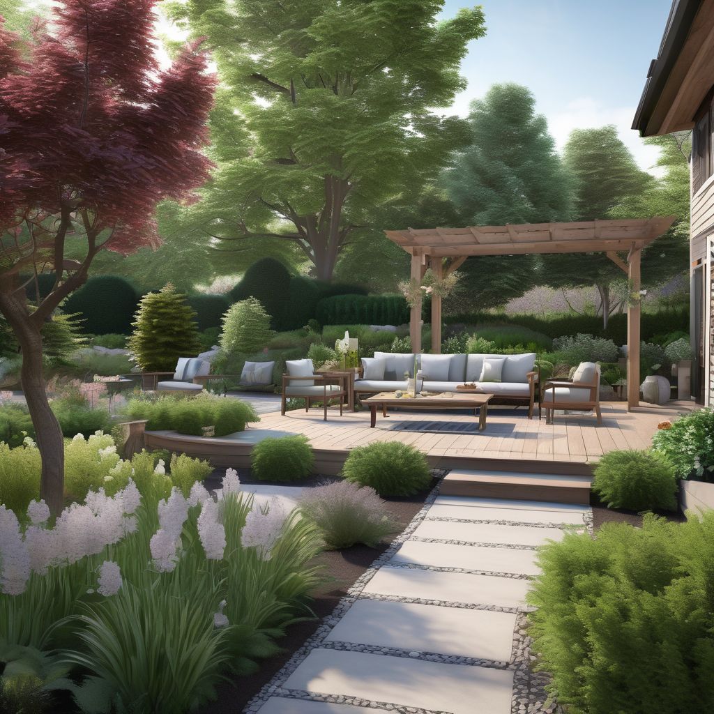 peaceful garden landscape design with outdoor living spaces