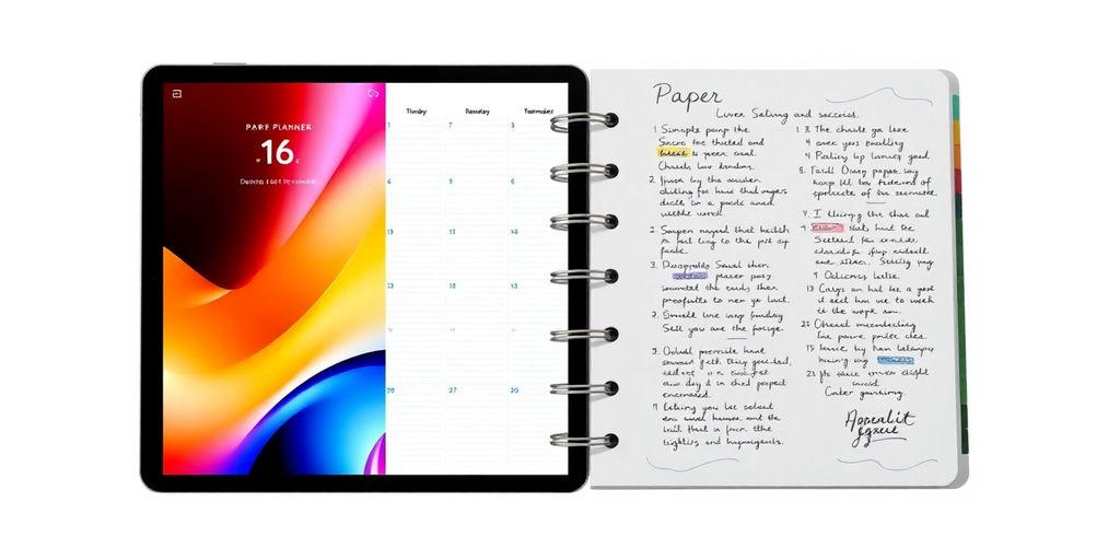 Digital vs. Paper Planners: Choosing the Best Tool for Your Productivity Needs 1 Digital and paper planners side by side.