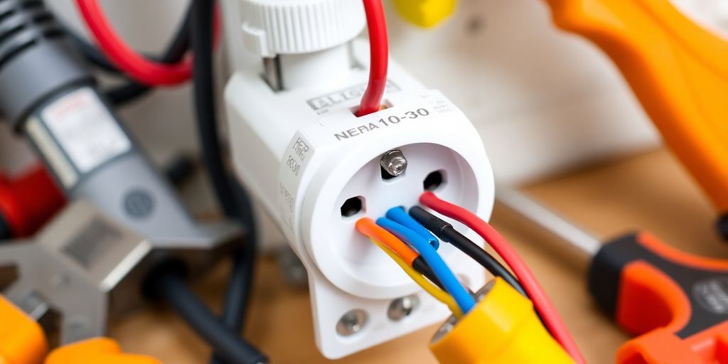 NEMA 10-30 outlet wired for electric vehicle charging.