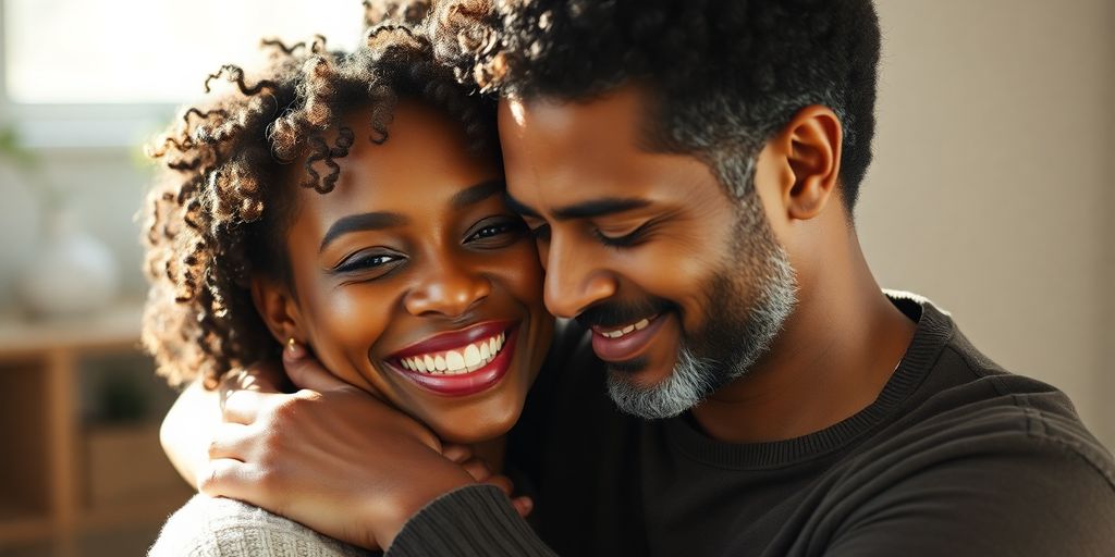 Couple embracing, showing trust and emotional connection.