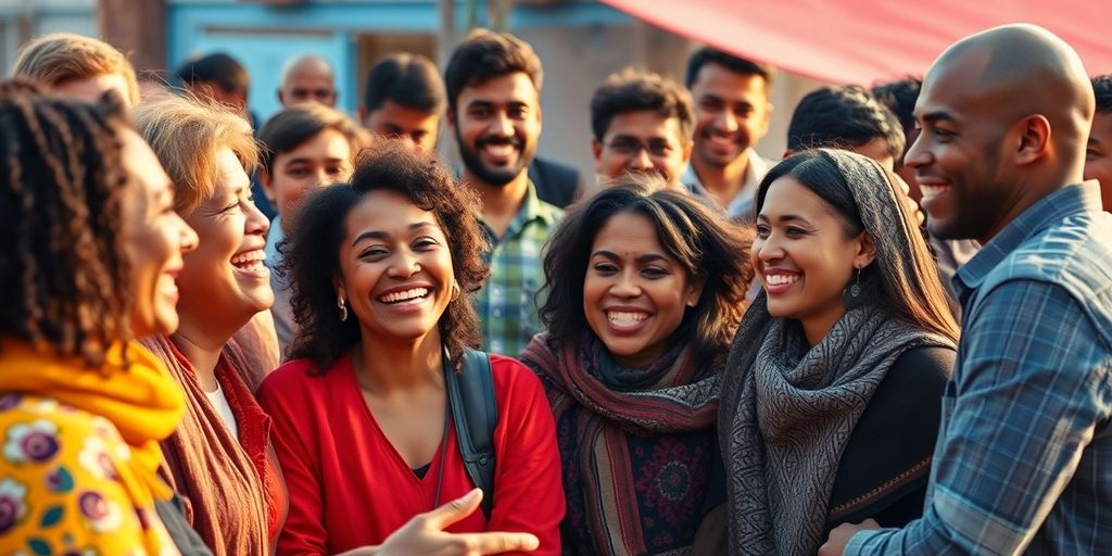 Happy people connecting locally.