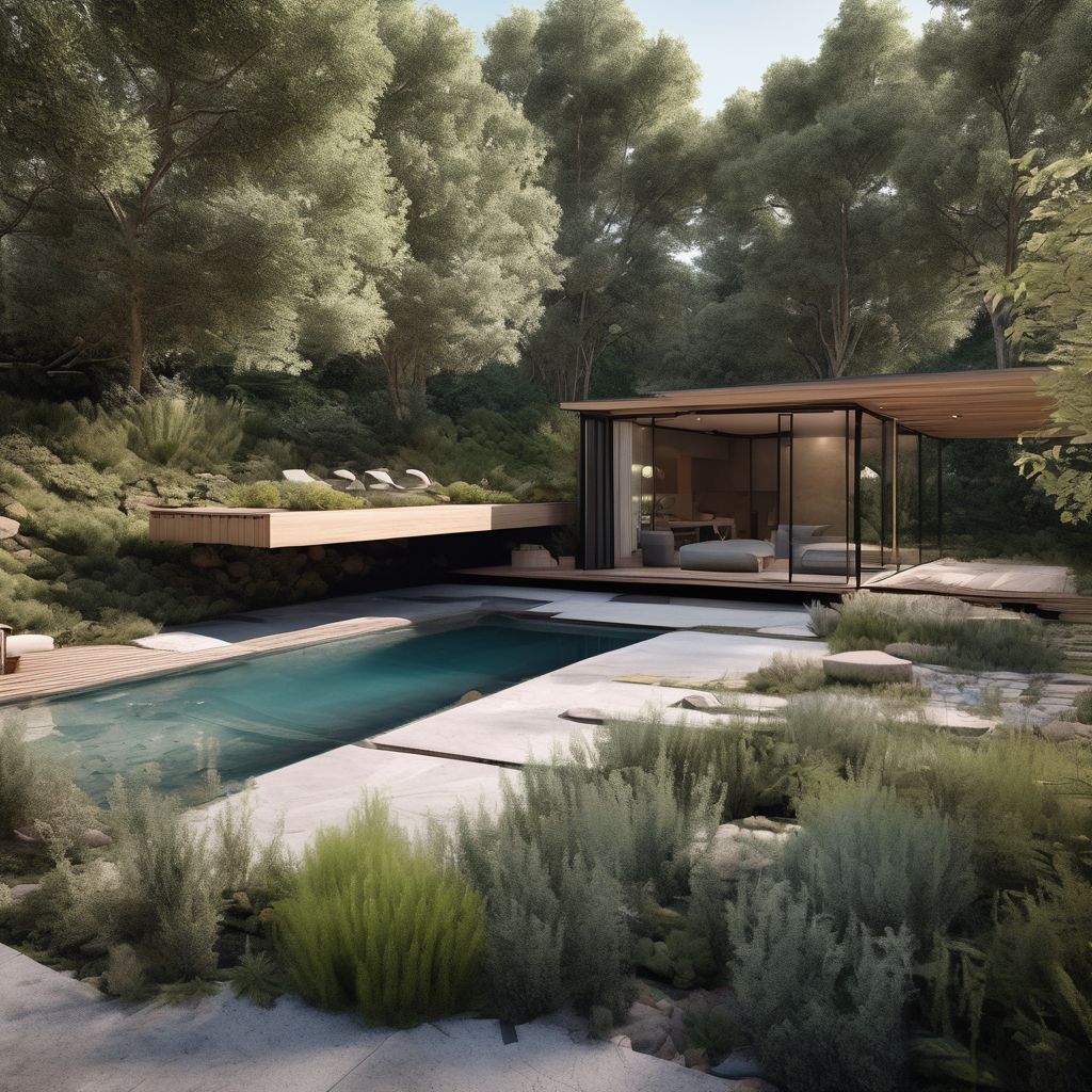 sustainable landscape design with innovative materials in a natural setting