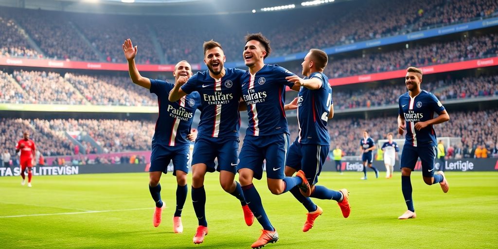 Joueurs du PSG célébrant un but contre Toulouse