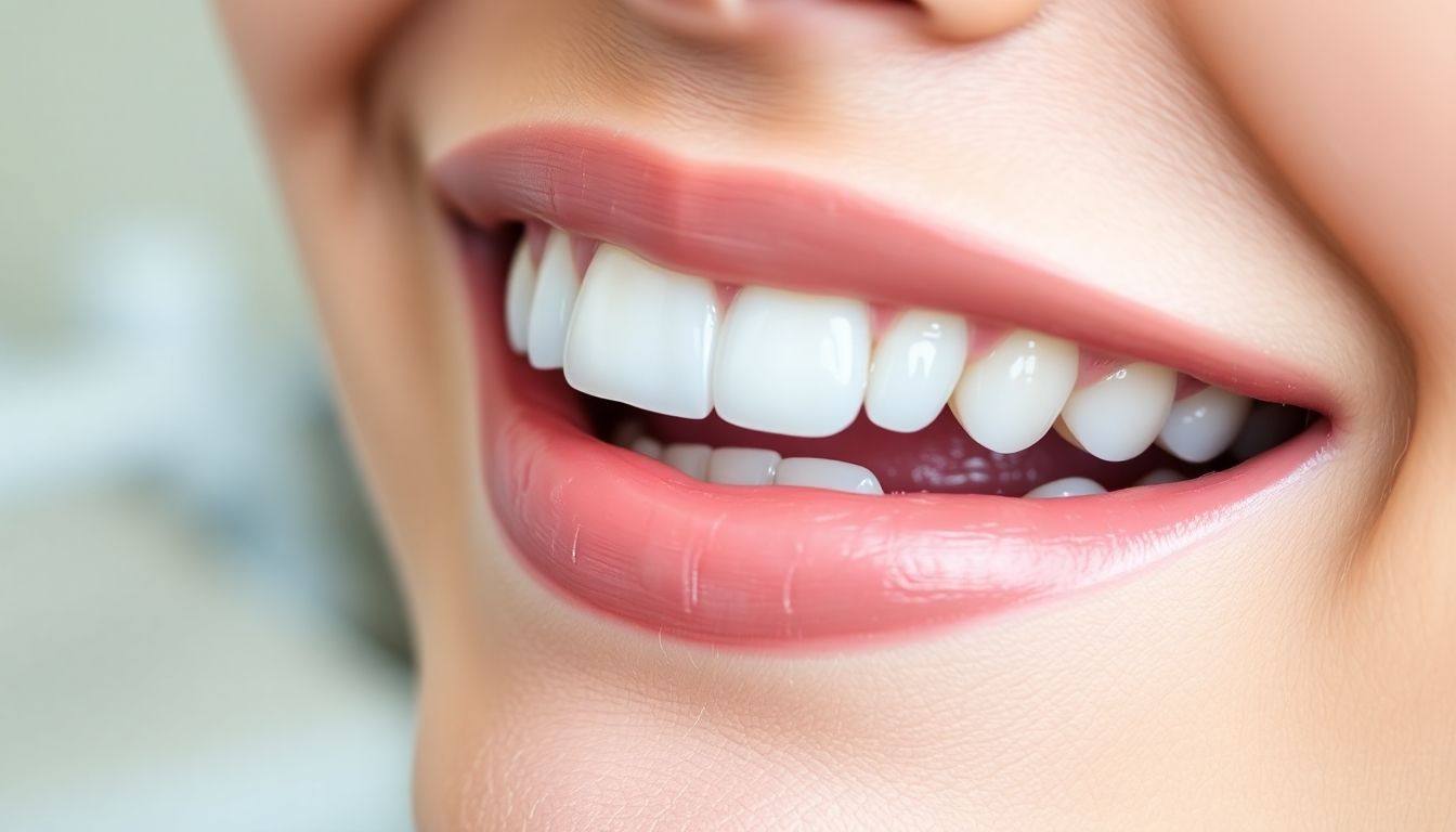 Sourire éclatant après implant dentaire.