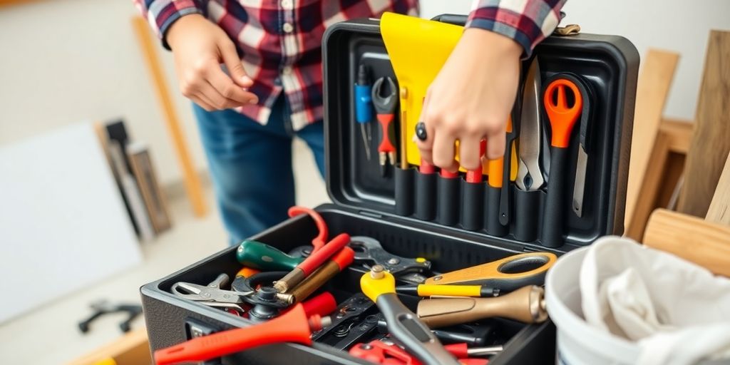 Homeowner examining tools for home repair projects.