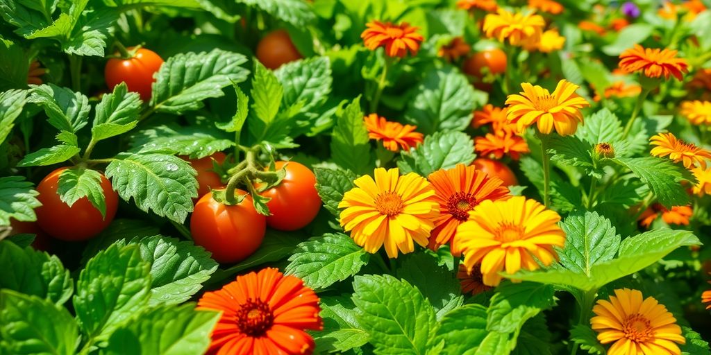 Urbane Gärten mit Blumen und Gemüse.