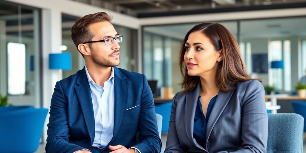 Bewerbungsgespräch bei einer Zeitarbeitsfirma: Worauf kommt es an? Ein Vorstellungsgespräch zwischen Recruiter und Kandidat.