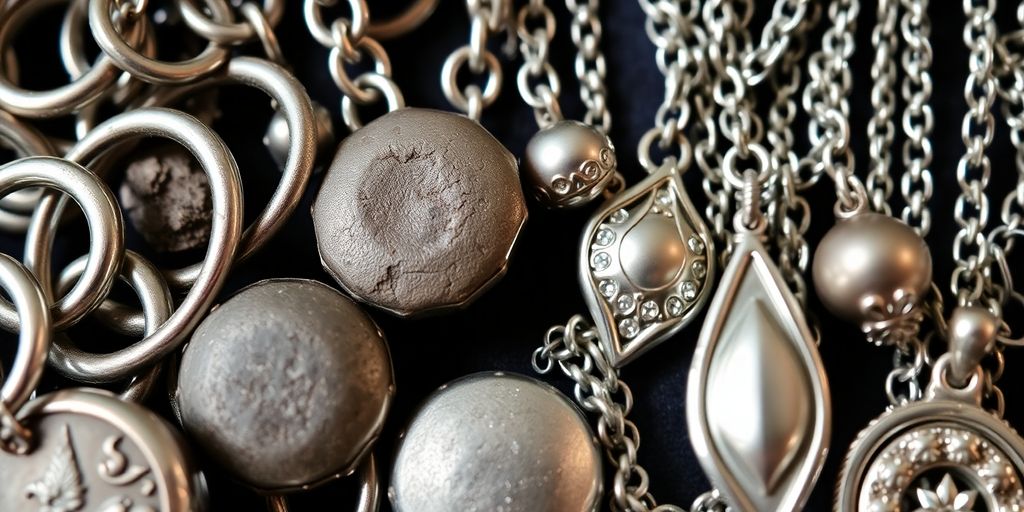 Bijoux en argent terni et brillants