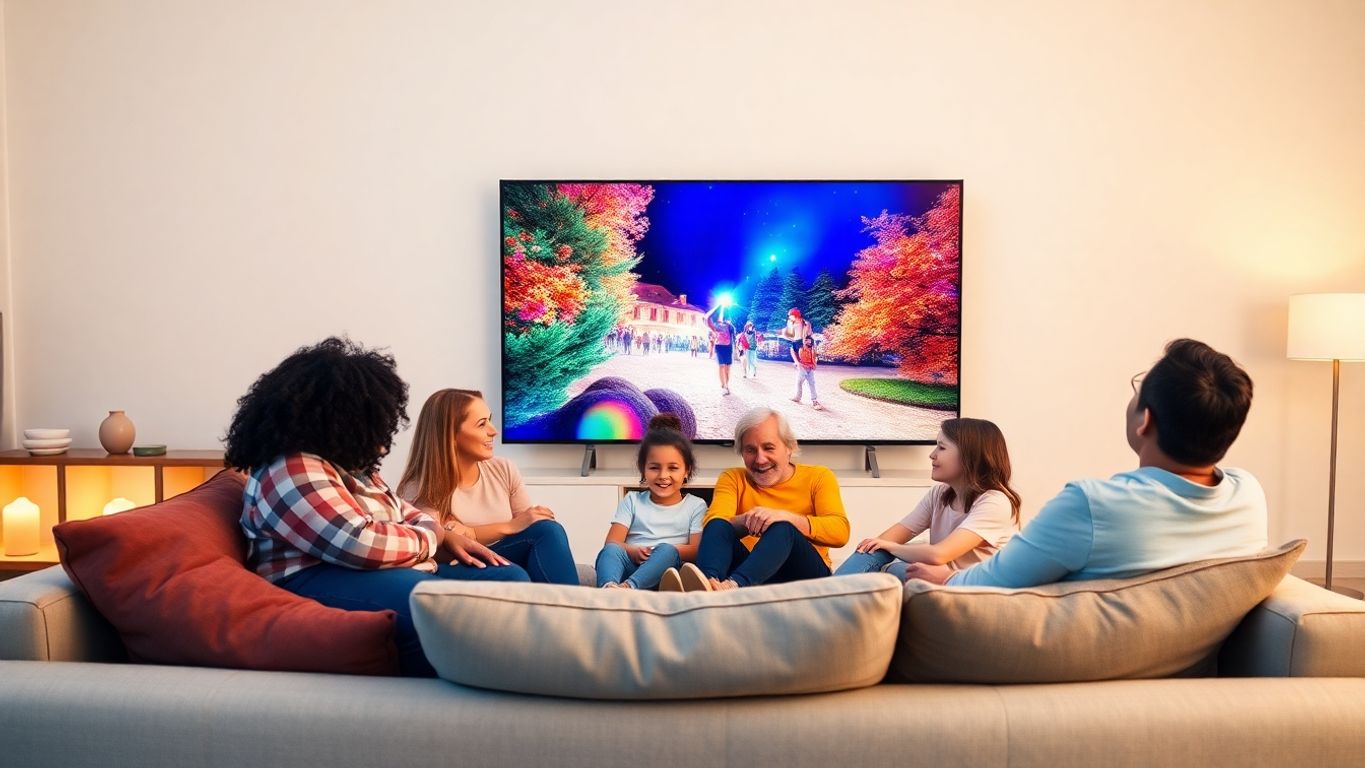 Famille regardant la télévision IPTV Suisse