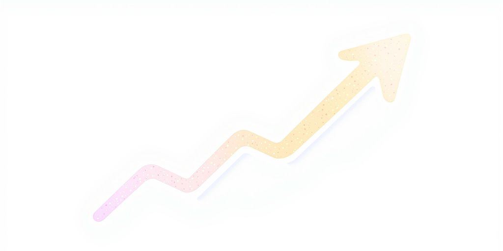 Illustrative upward arrow on white background.