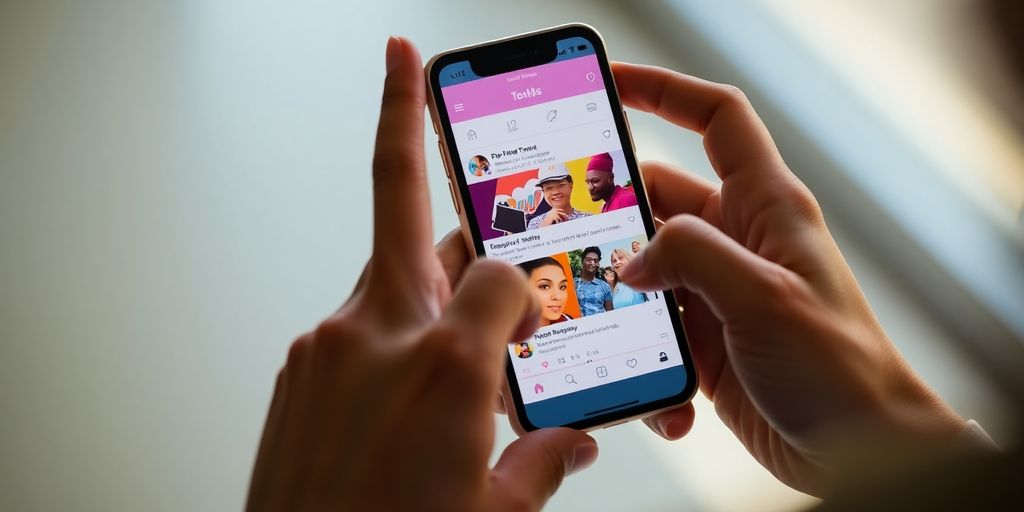 Person engaging with social media on phone.