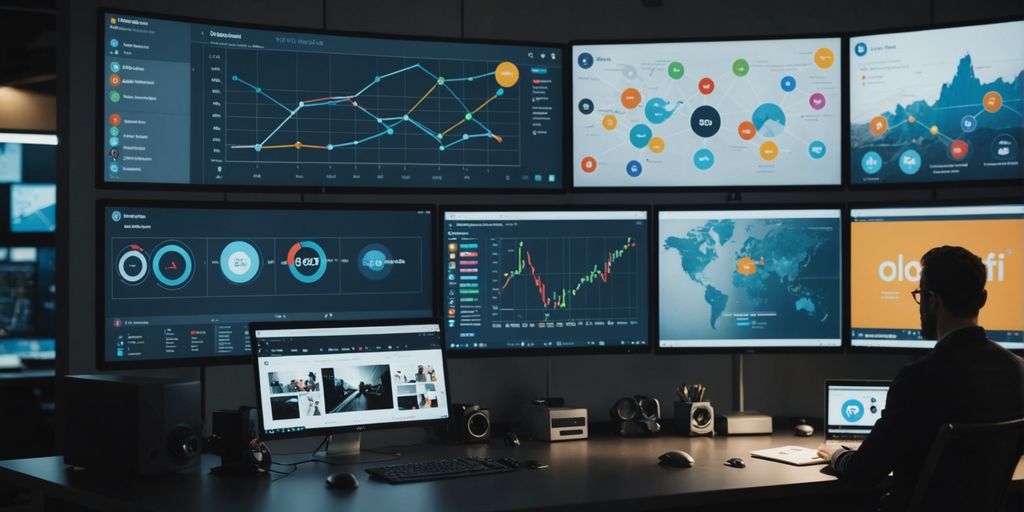 Social media icons connected with SEO elements