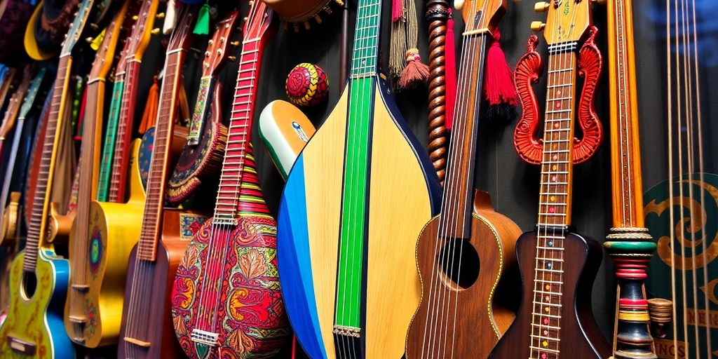 Diverse musical instruments from around the globe.