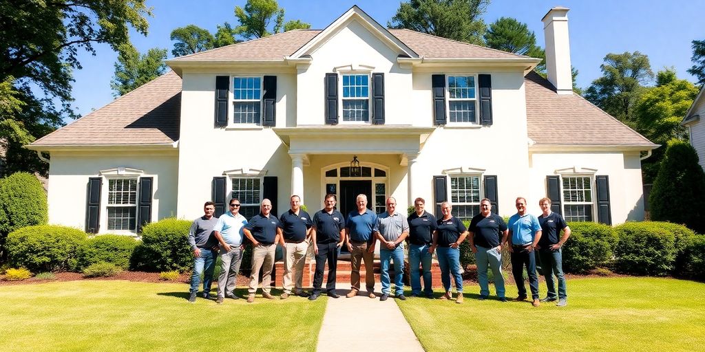 Home with professional construction crew.