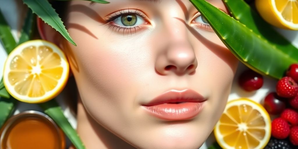 Healthy skin with natural remedies and fresh food