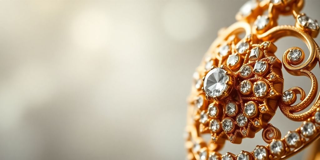 Bijoux en or ornés de pierres précieuses en gros plan.