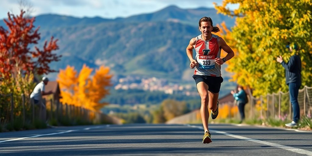 Runner in action during a marathon race.