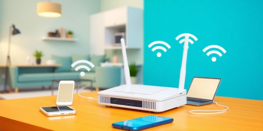 Wireless devices in a modern home setting.
