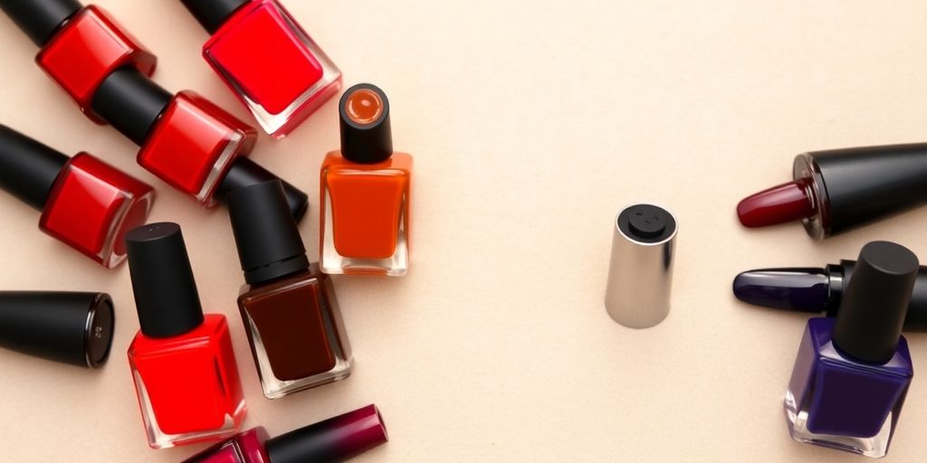 Vários esmaltes coloridos para pele morena.