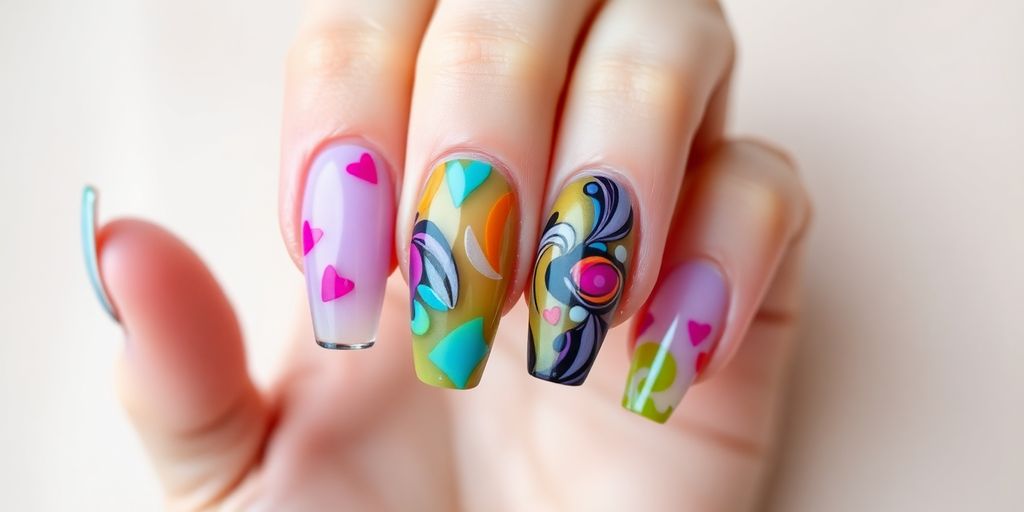 Unhas de fibra de vidro encapsuladas com acabamento brilhante.