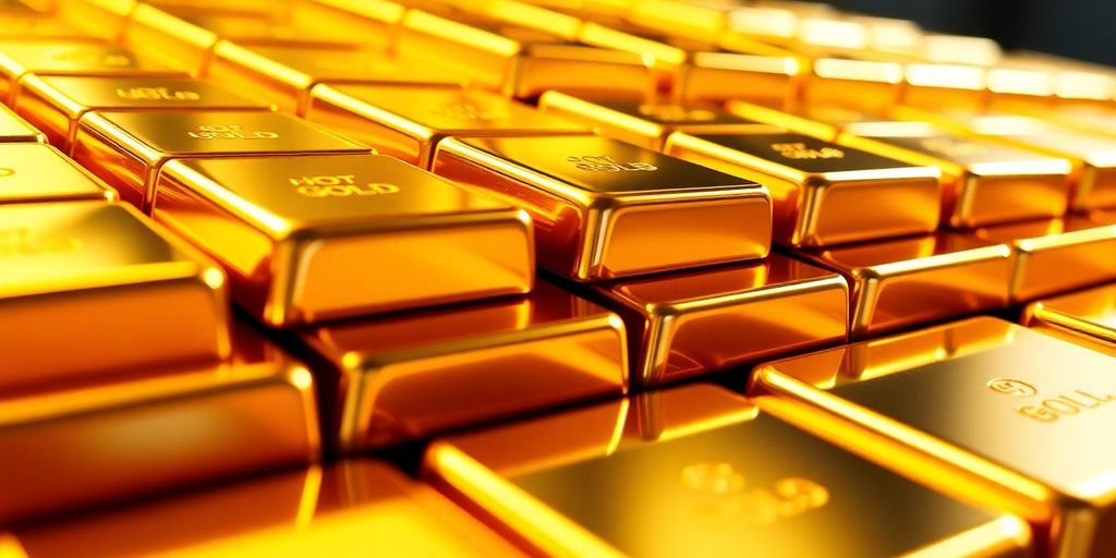 Des barres d'or dorées brillantes et empilées.