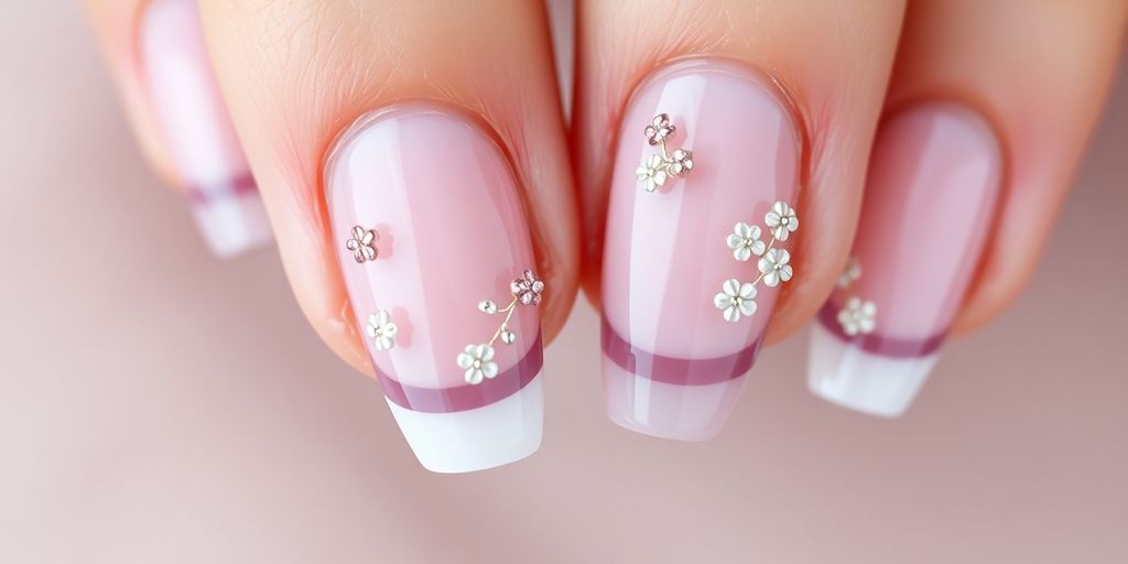 Unhas em gel decoradas com francesinha elegante.