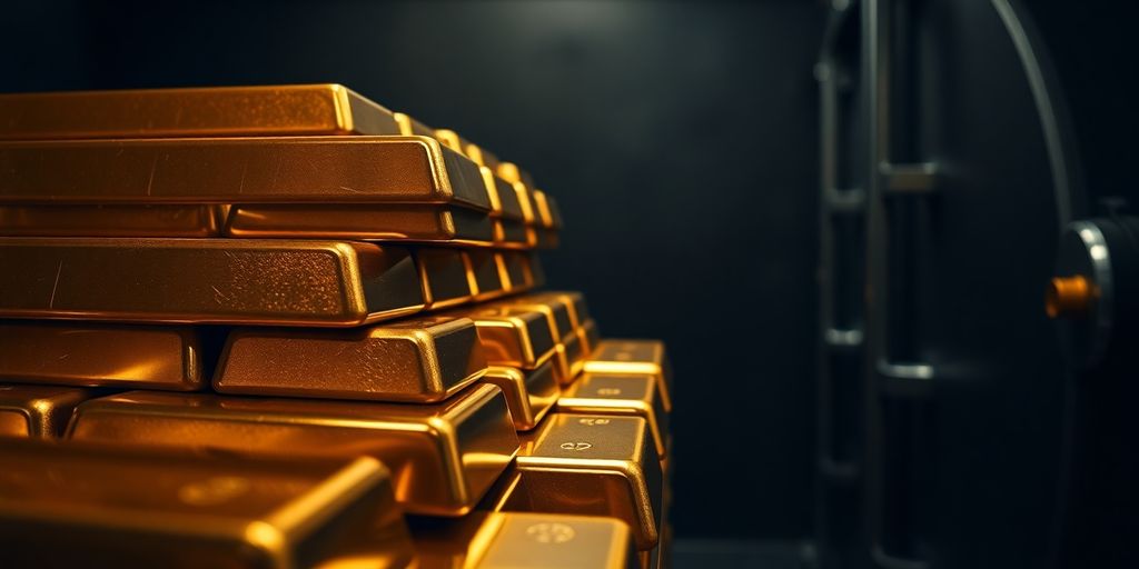 Lingots d'or en chambre forte